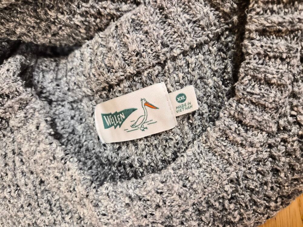 Wellen Crewneck Sweater Men's Size XXL Gray Recycled Cotton Headlands (1371)